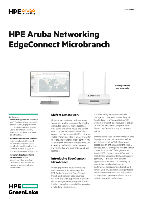 HPE Aruba Networking EdgeConnect Microbranch thumbnail