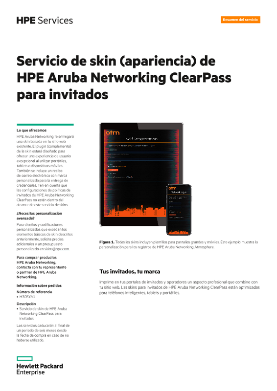 Servicio de skin (apariencia) de HPE Aruba Networking ClearPass para invitados thumbnail