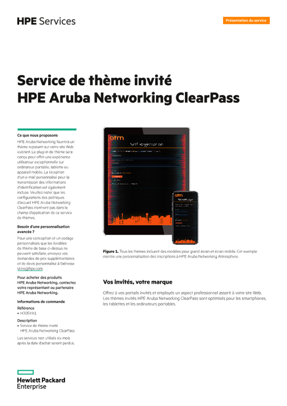 Service de thème invité HPE Aruba Networking ClearPass thumbnail