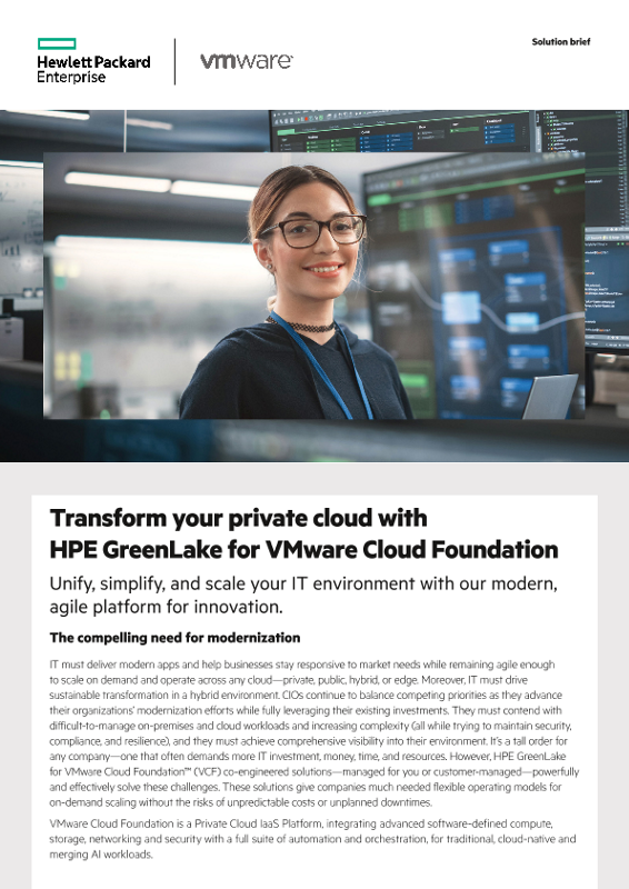 Transform your private cloud with HPE GreenLake for VMware Cloud Foundation thumbnail