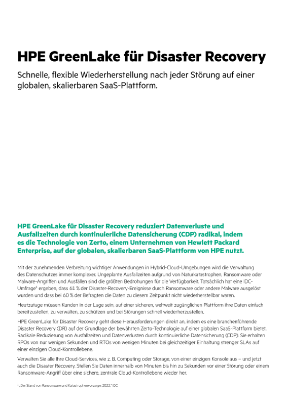 HPE GreenLake für Disaster Recovery thumbnail