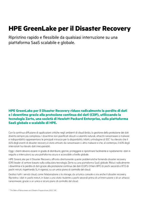 HPE GreenLake per il Disaster Recovery thumbnail