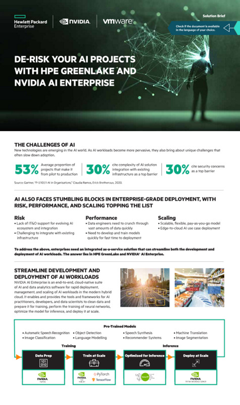 De-Risk Your AI Projects with HPE GreenLake and NVIDIA AI Enterprise thumbnail