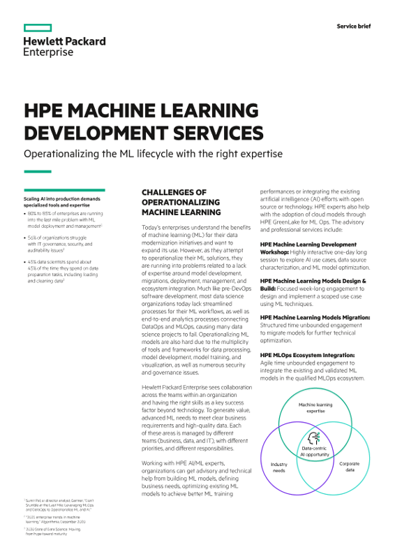 HPE Machine Learning Development Services service brief thumbnail