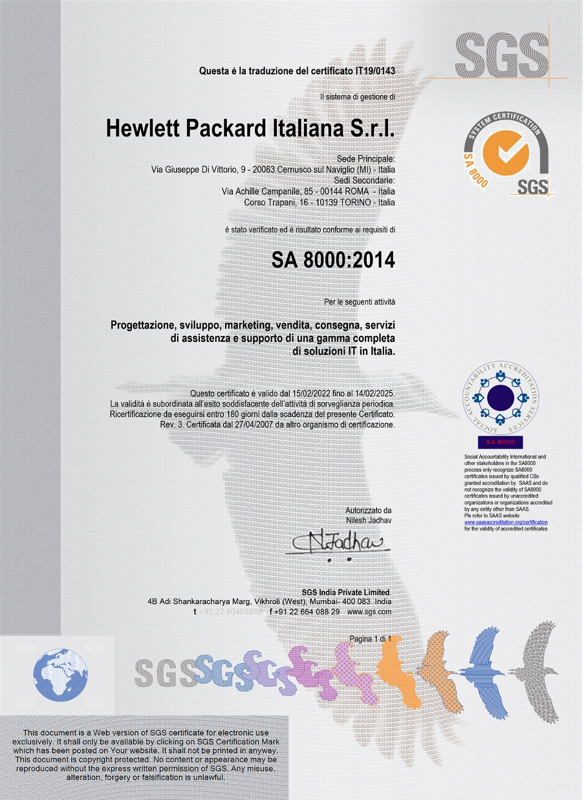 CERT Hewlett Packard Italiana S.r.l thumbnail