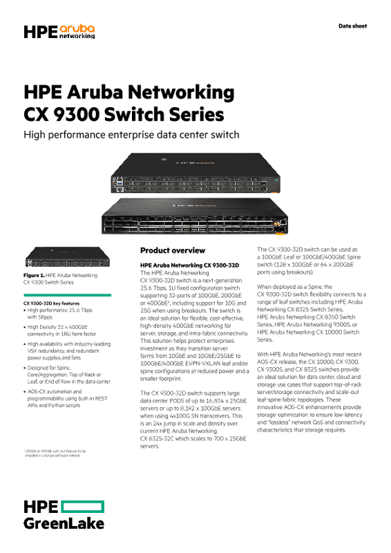 HPE Aruba Networking CX 9300 Switch Series thumbnail