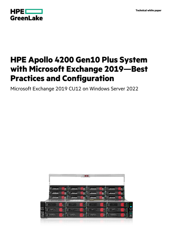 HPE Apollo 4200 Gen10 Plus System with Microsoft Exchange 2019--Best Practices and Configuration thumbnail