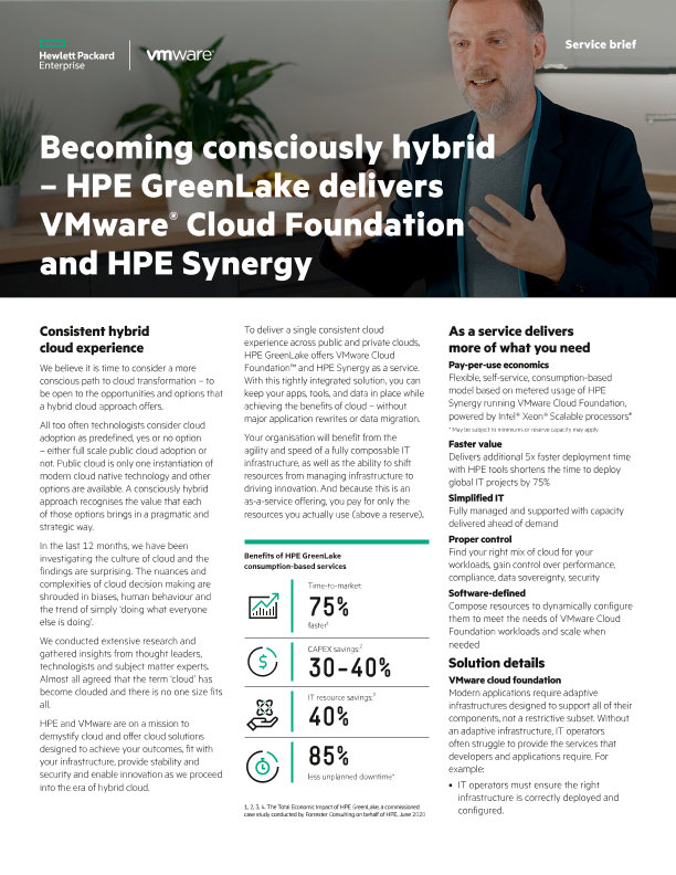 Becoming Consciously Hybrid – HPE GreenLake Delivers VMware Cloud ...