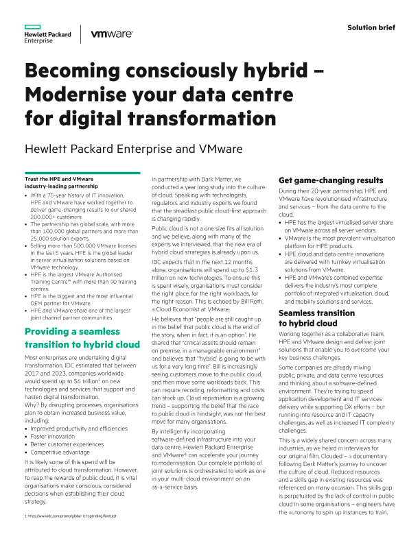 Becoming consciously hybrid – Modernise your data centre for digital transformation thumbnail