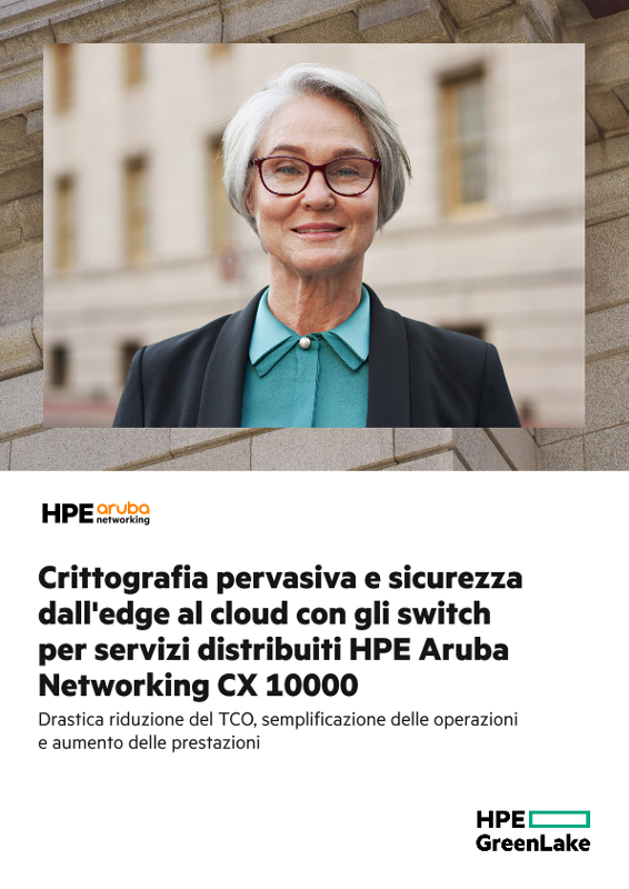 Crittografia pervasiva e sicurezza dall'edge al cloud con gli switch per servizi distribuiti HPE Aruba Networking CX 10000 thumbnail