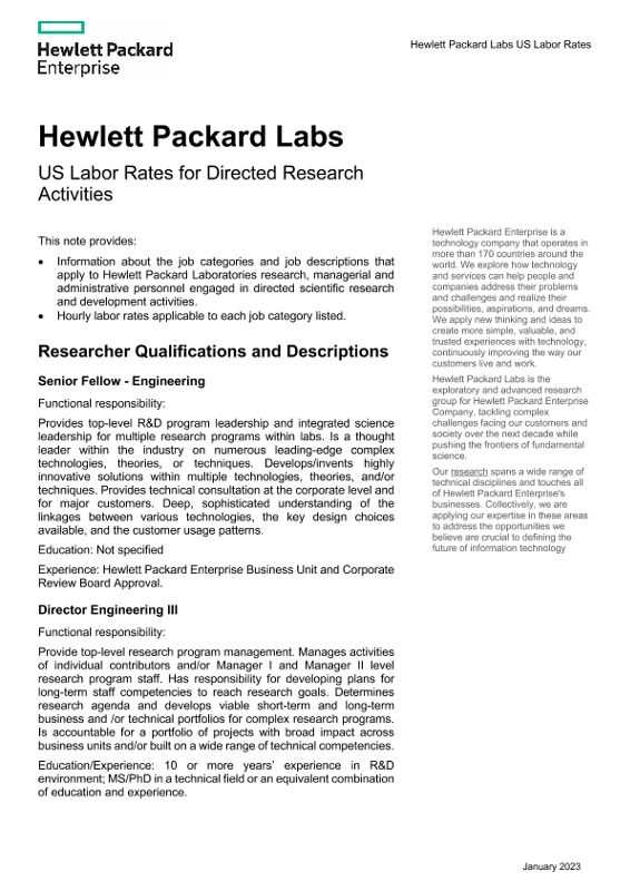 Hewlett Packard Labs US Labor Rates thumbnail
