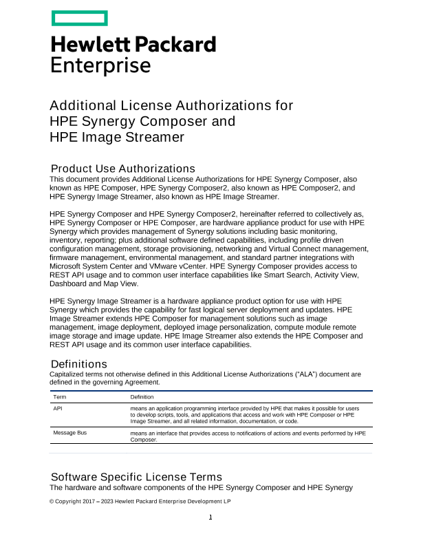 HPE Synergy Composer II v8.40 Image Streamer v6.40 thumbnail