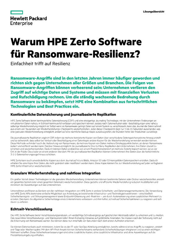 Warum HPE Zerto Software für Ransomware-Resilienz? thumbnail