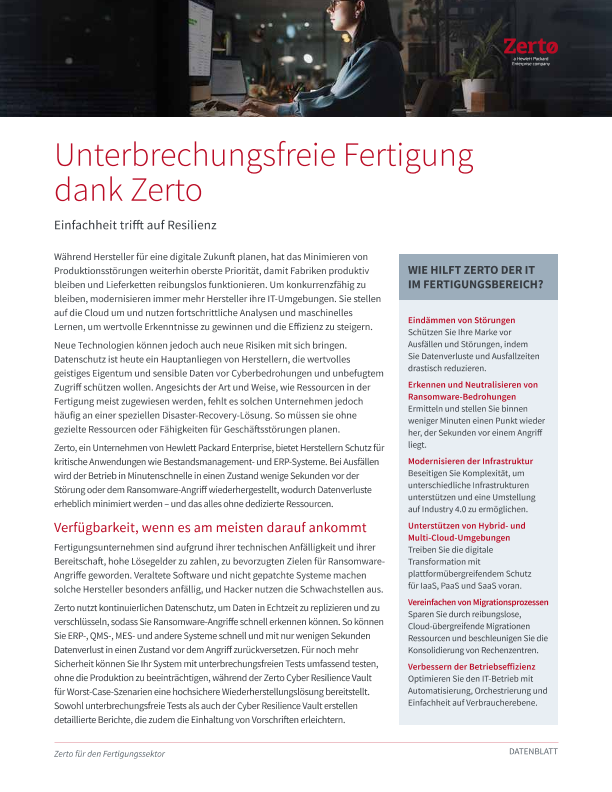 Zerto für den Fertigungssektor thumbnail