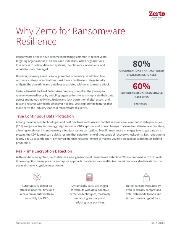 Why Zerto for Ransomware Resilience thumbnail