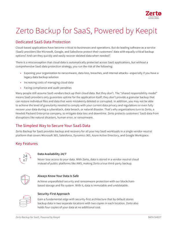 Zerto Backup for SaaS thumbnail