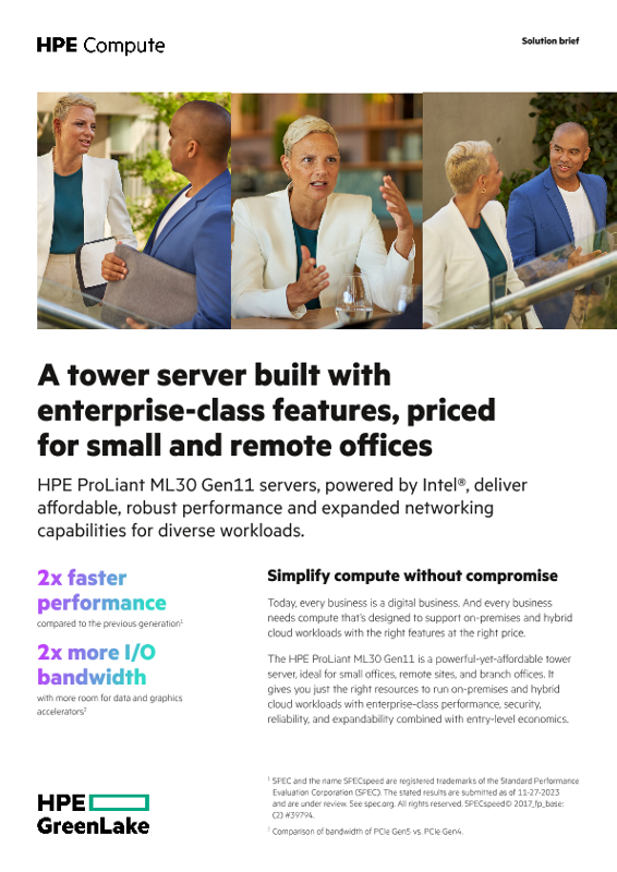 A tower server built with enterprise-class features, priced for small and remote offices thumbnail