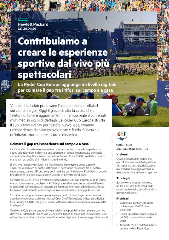 Contribuiamo a creare le esperienze sportive dal vivo più spettacolari - Ryder Cup Europe thumbnail