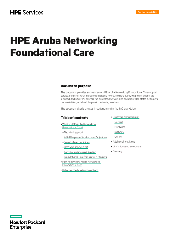 HPE Aruba Networking Foundational Care thumbnail