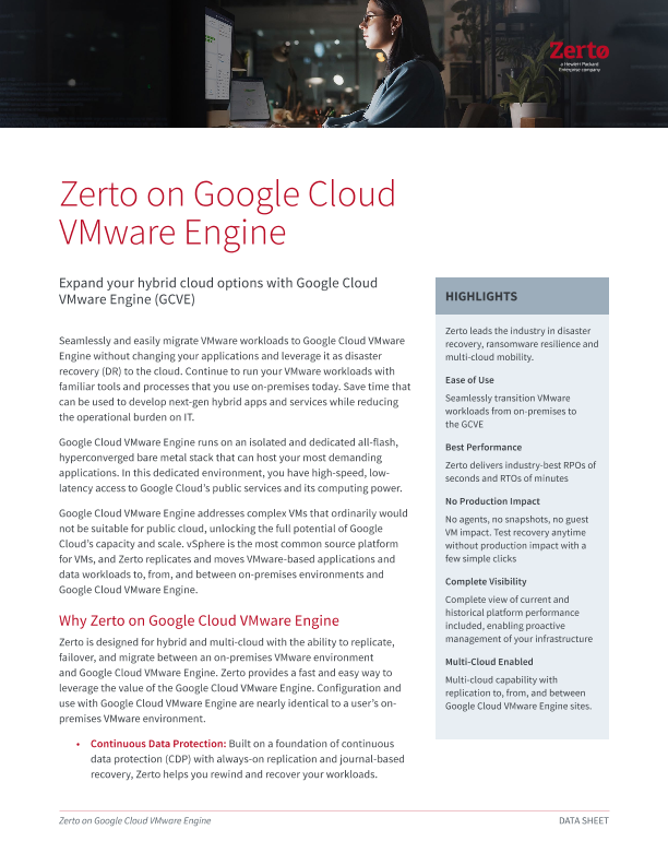 Zerto on Google Cloud VMware Engine thumbnail