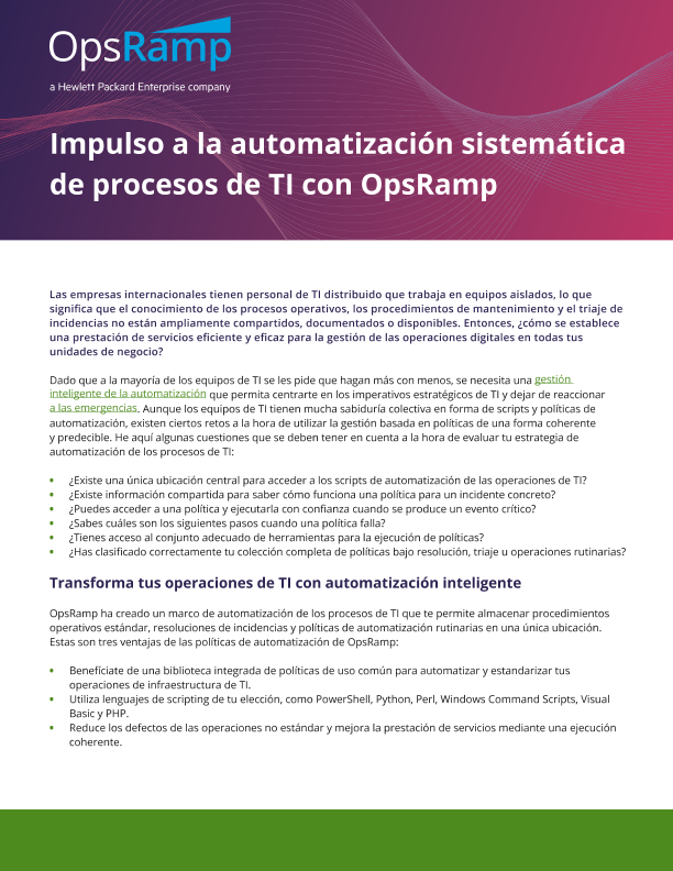 Impulso a la automatización sistemática de procesos de TI con OpsRamp thumbnail