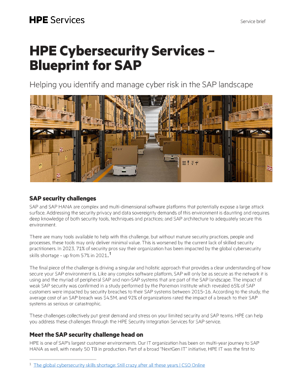 HPE Cybersecurity Services – Blueprint for SAP thumbnail