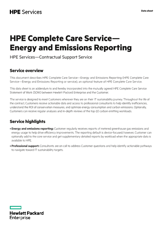 HPE Complete Care Service – Energy and Emissions Reporting thumbnail