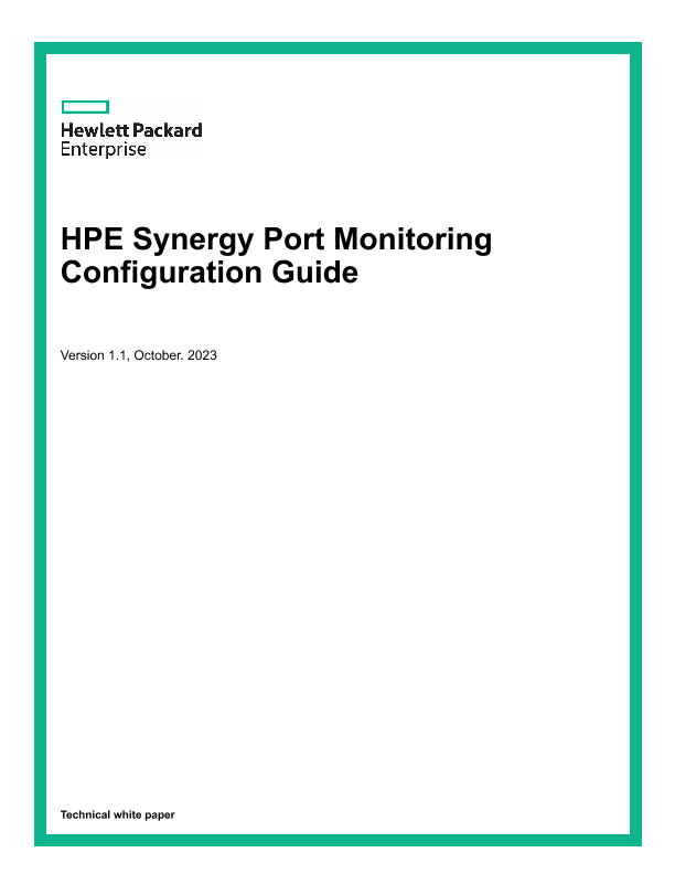 HPE Synergy Port Monitoring Configuration Guide