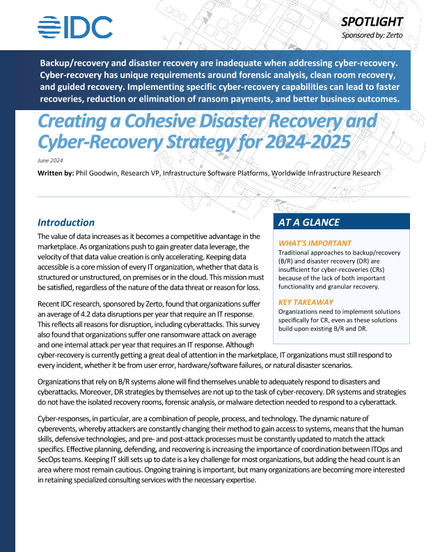 Creating a Cohesive Disaster Recovery and Cyber-Recovery Strategy for ...