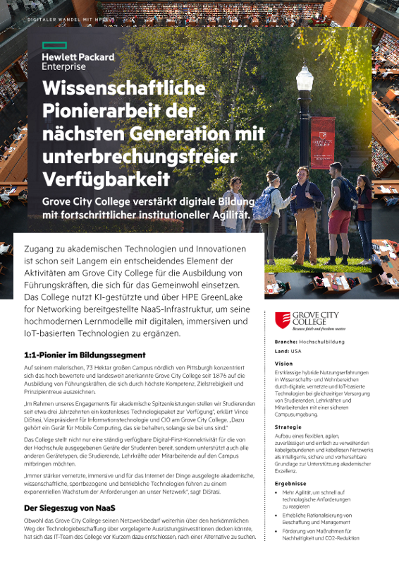 Wissenschaftliche Pionierarbeit der nächsten Generation mit unterbrechungsfreier Verfügbarkeit – Grove City College thumbnail