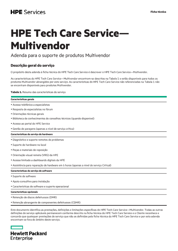 HPE Tech Care Service – Multivendor thumbnail