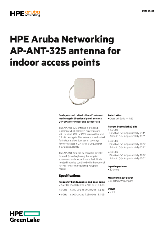 HPE Aruba Networking AP-ANT-325 antenna for indoor access points thumbnail