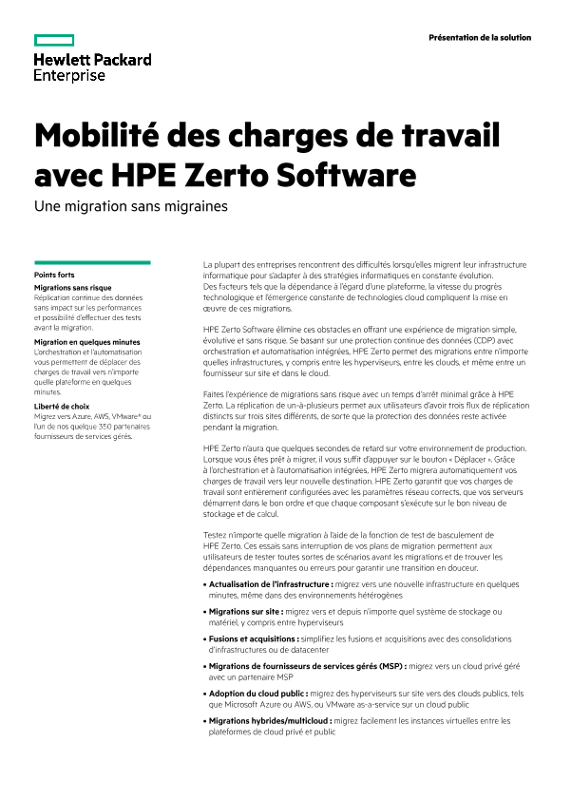 Mobilité des charges de travail avec Zerto thumbnail