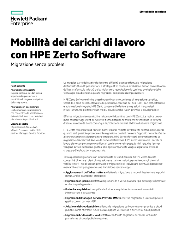 Mobilità dei carichi di lavoro con HPE Zerto Software thumbnail
