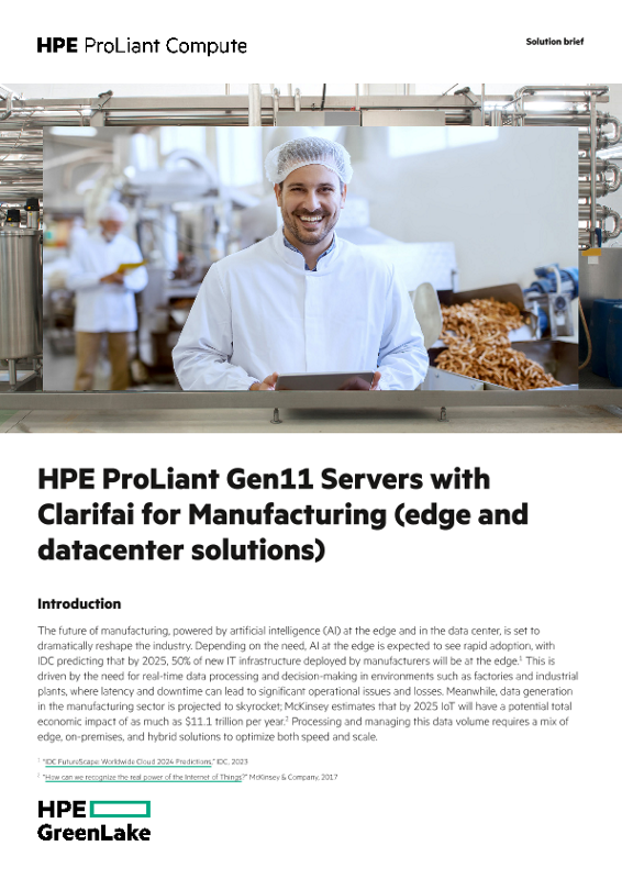 HPE ProLiant Gen11 Servers with Clarifai for Manufacturing (edge and datacenter solutions) thumbnail