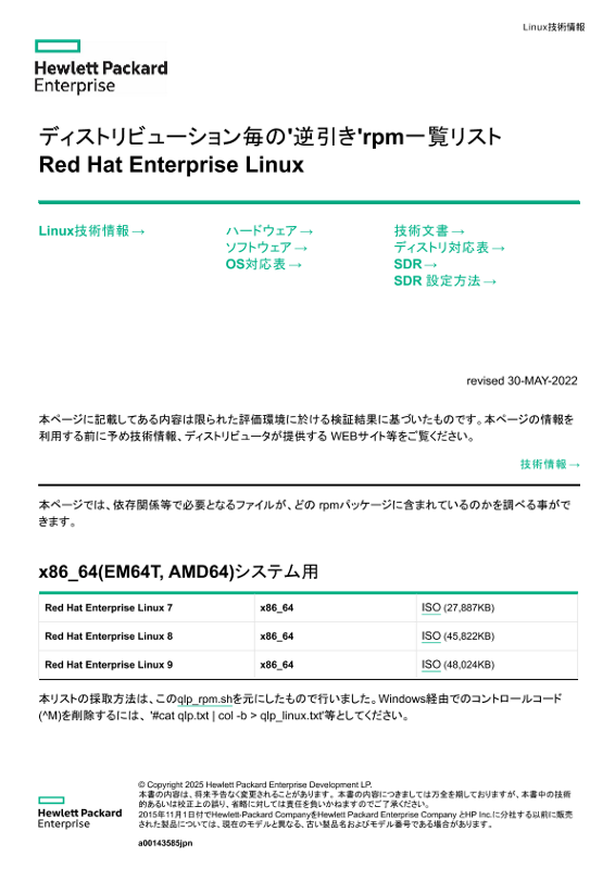 Linux技術情報 ディストリビューション毎の'逆引き'rpm一覧リスト Red Hat Enterprise Linux thumbnail