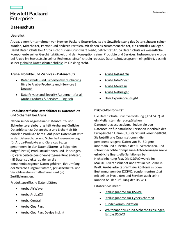 HPE Global Datenschutzrichtlinie thumbnail