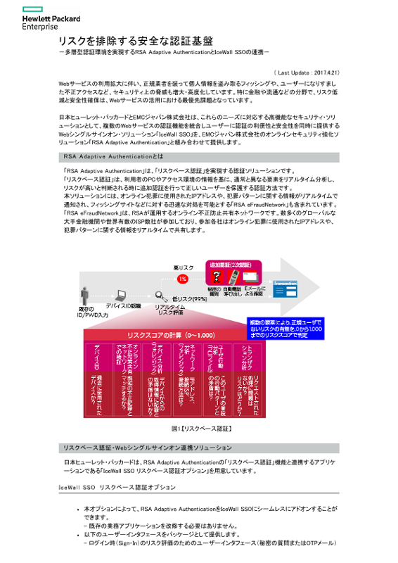 リスクを排除する安全な認証基盤 －多層型認証環境を実現するRSA Adaptive AuthenticationとIceWall SSOの連携－ thumbnail