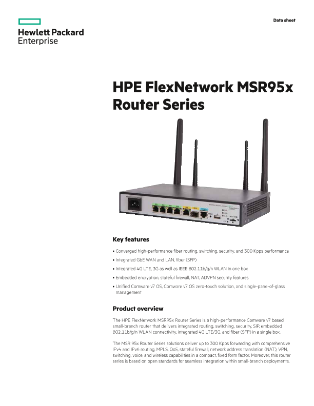 HPE MSR950 Router Series - データシート thumbnail