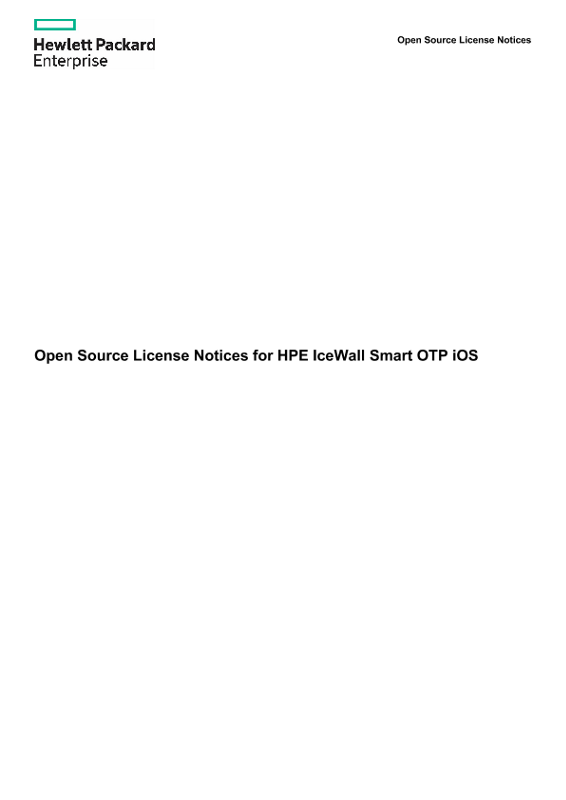 [Open Source License Notices for HPE IceWall] - Open Source License Notices for HPE IceWall Smart OTP iOS thumbnail