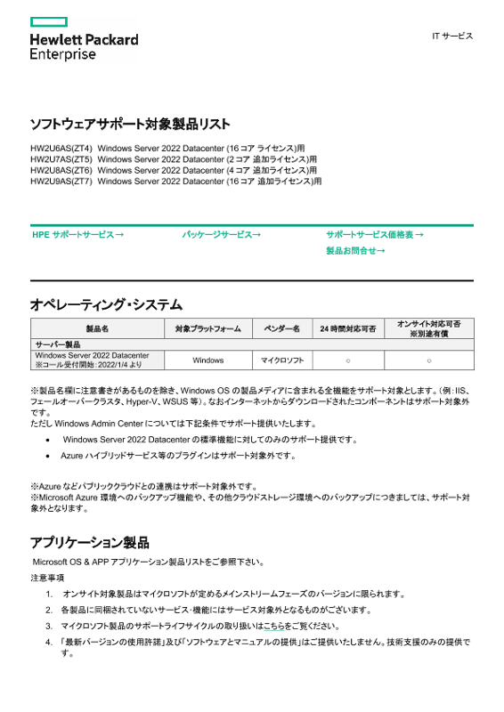 [ITサービス] - ソフトウェアサポート対象製品リスト Windows Server 2022 Datacenter thumbnail