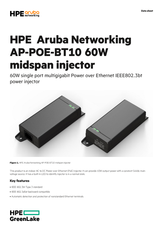 HPE Aruba Networking AP-POE-BT10 60W midspan injector thumbnail