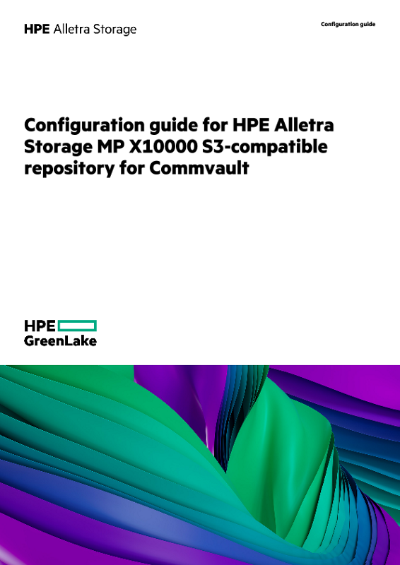 Configuration guide for HPE Alletra Storage MP X10000 S3-compatible repository for Commvault thumbnail