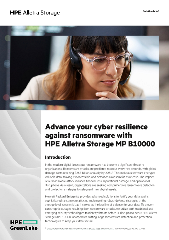 Advance your cyber resilience against ransomware with HPE Alletra Storage MP B10000 thumbnail