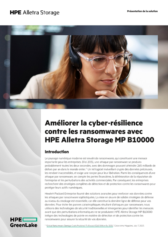 Améliorer la cyber-résilience contre les ransomwares avec HPE Alletra Storage MP B10000 thumbnail