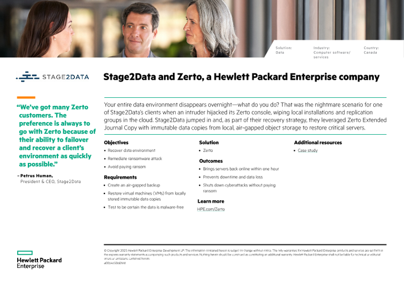 Stage2Data and Zerto, a Hewlett Packard Enterprise company – Stage2Data thumbnail