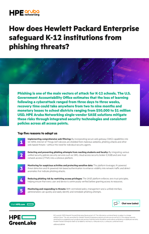 How does Hewlett Packard Enterprise safeguard K-12 institutions from phishing threats? thumbnail