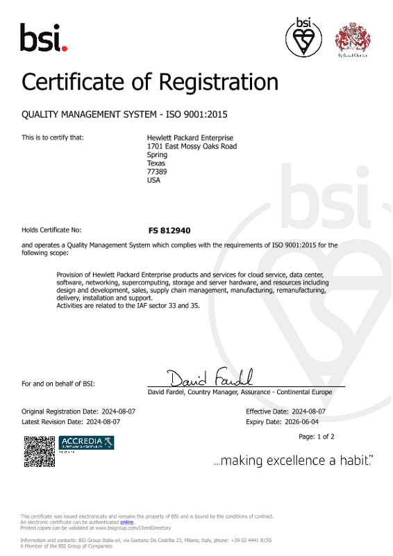 HPE ISO 9001 Accredia Certificate – FS 812940 thumbnail