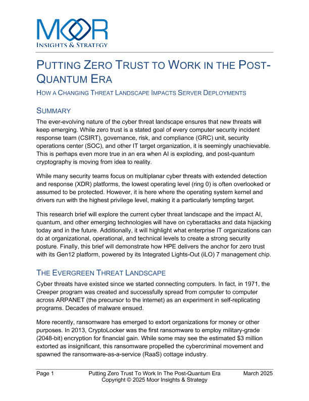 Moor Insights and Strategy: Putting Zero Trust to Work in the Post-quantum Era thumbnail