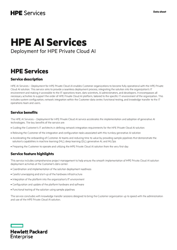 HPE AI Services – Deployment for HPE Private Cloud AI thumbnail